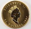 1997 Canadian $50 1 Oz .9999 Gold Maple Leaf