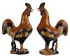 Pair of Colorful Majolica Roosters