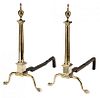 Pair Chippendale Style Brass and Iron