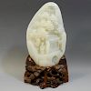 RARE ANTIQUE CHINESE CARVED JADE MOUNTAIN - QIANLONG MARK