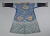 Chinese Embroidered Blue Silk Robe, early 20th c.,