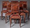 Set of Six French Modern Carved Beech Dining Chair