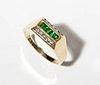 Man's 14K Emerald & Diamond Ring