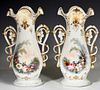 Pair of Continental Old Paris Style Porcelain Flar