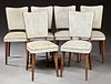 Set of Six French Mid-Century Modern Carved Beech