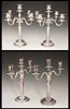 Two Pair of French Silverplated Candelabra, 20th c
