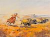 * George Phippen, (American, 19151966), Western Scene (Chasing Bison)