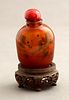 Chinese Reverse Painted Glass Snuff Bottle on Stan