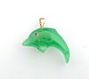 14K Yellow Gold and Carved Jade Dolphin Pendant, m