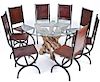 Modern Root Dining Table with 8 Leather Chairs