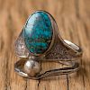 Preston Monongye (Hopi, 1927-1987) Silver and Turquoise Ring