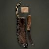 Plains Tacked Leather Knife Sheath and Knife Attributed to Big Back, Cheyenne, From an Important Denver, Colorado Collector