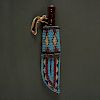 Northern Plains Beaded Buffalo Hide Knife Sheath with Knife From an Important Denver, Colorado Collector