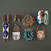 Northern Plains Toy Cradle, Fully Beaded Moccasins, and Hide Pouches