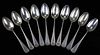 10 Gorham sterling silver teaspoons with  B monogram and unusual fine bright cut geometric design 8.1 troy oz 6"