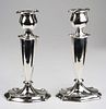 pair of Art Nouveau hand hammered sterling silver tall candlesticks 14.7 troy oz  8.5" x 4.5"