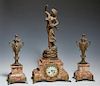 Three Piece French Art Nouveau Patinated Spelter a