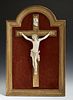 Carved Ivory Crucifix, 19th c., presented in a gil
