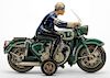 Policeman on a Green Motorcycle