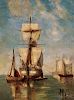 Paul Jean Clays (Belgian, 1819-1900)      Sailing Vessels in Quiet Waters