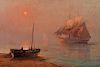 Aleksei Vasilievich Von Hanzen (Russian, 1876-1937)      Luminous Shore View with Sailing Vessels