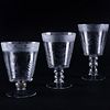 Three Large Etched Glass Goblets