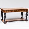 Italian Neoclassical Style Mahogany, Fruitwood and Ebonized Library Table