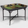 Victorian Papier Mache Tray on Later Faux Bamboo Stand