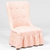 Victorian Style Cotton Upholstered Slipper Chair