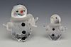 2 Swarovski Crystal Miniature Snowmen