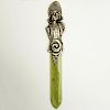 20th Century Russian Moscow 84 Silver Mounted Jade Letter Opener.