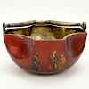 Early 20th Century Russian Enamel Painted 84 Silver Basket/Bowl.