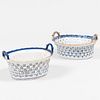 Two Small Chinese Export Blue and White Porcelain Baskets