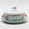 Chinese Export Famille Rose Porcelain Tureen, Cover and Stand