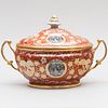 Worcester Armada Iron Red Porcelain Soup Tureen and Cover
