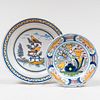 Group of Two Polychrome Delft Dishes