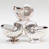 Group of Three Shell Form Silver Plate Spoon Warmers