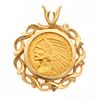 US 1914 $5 Indian Head Coin, 14k Pendant