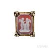 Arts & Crafts 14kt Gold and Hardstone Cameo Brooch