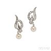 Platinum, Diamond, and Cultured Pearl Day/Night Earrings