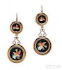 Antique Gold and Pietra Dura Earrings