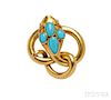 Antique 18kt Gold and Turquoise Brooch