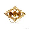 Gold and Citrine Brooch