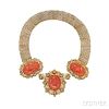 Gold and Coral Cameo Necklace