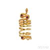 18kt Gold and Ruby Snake Ring, Lalaounis
