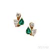 18kt Gold, Emerald, and Diamond Earclips, Chaumet
