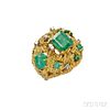 18kt Gold, Emerald, and Diamond Dome Ring