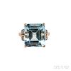 14kt Gold, Aquamarine, and Diamond Ring