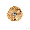 Retro 14kt Gold and Sapphire Clip/Brooch