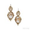 Antique Gold and Shell Cameo Day/Night Earrings